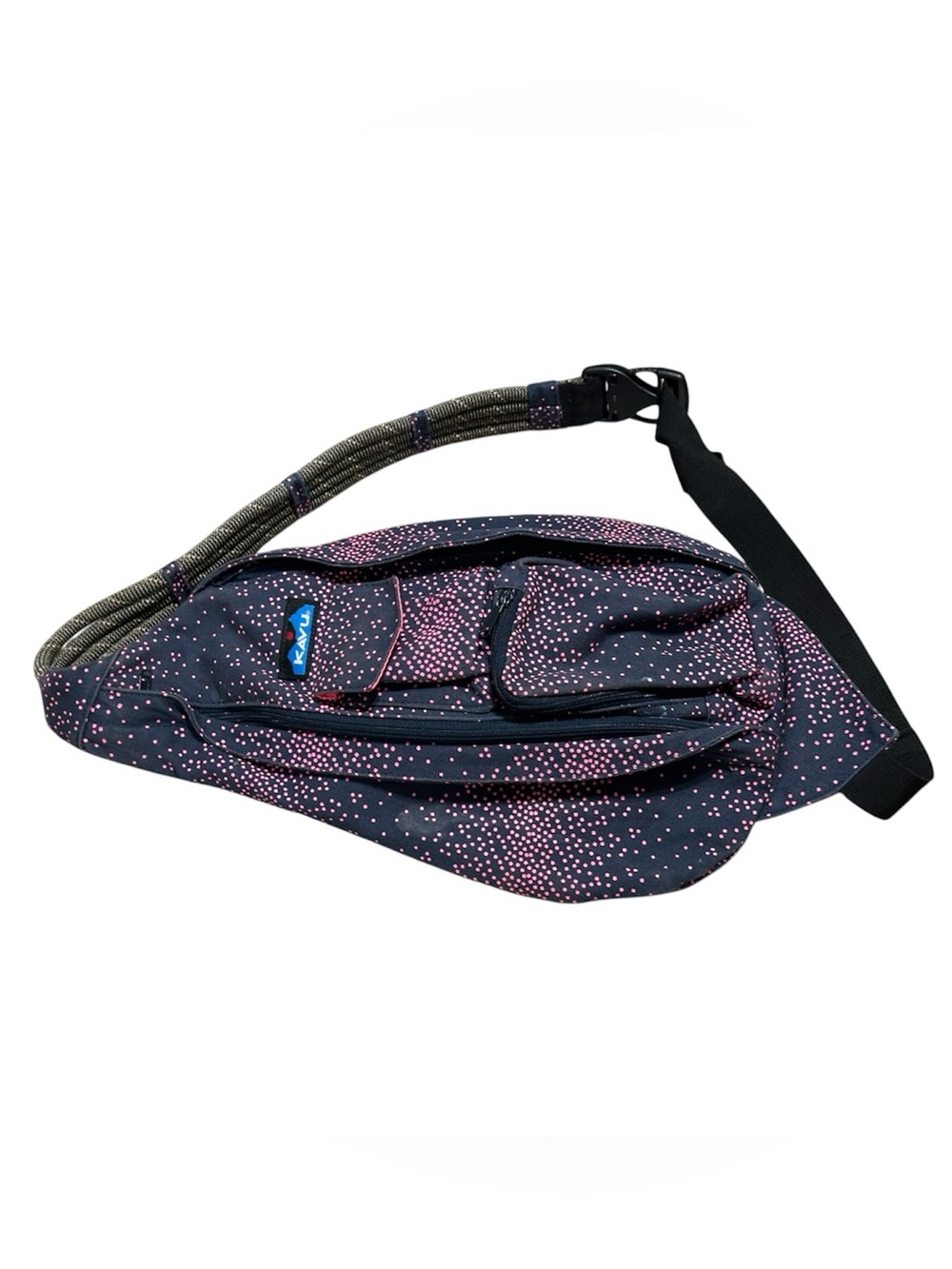 Kavu rope sling large crossbody bag blue pink